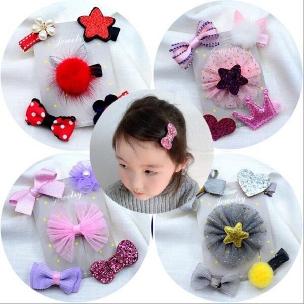 5pcs/set Baby hairpin hairpin headdress baby side clip the hair Korean princess children's hair accessories