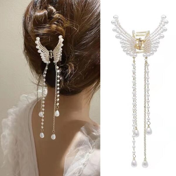 barakath Crystal Pearl Butterfly Hair Clips Gifts for Women Tassels Charming Hair Pins Shine Birthday Party Jewelry for hair pins (Pearl)