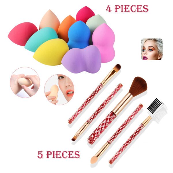 Makeup Kit 9 Pcs Makeup Brush Blender Puff Combo