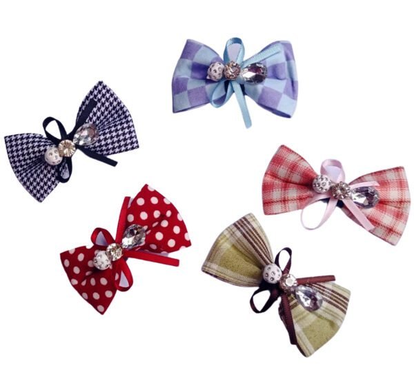 Stylish Hair Bow Clips Random Colour and Design (Pack of 5)