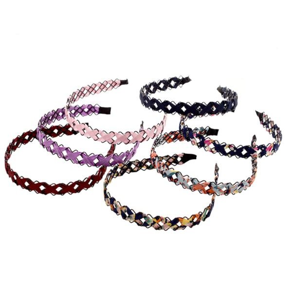 3 Pcs Hollow Cross Iron Wire Wrapped Cloth Woven Hair Hoop Headband - Women Fashion Hair Band Headwear Hair Accessories