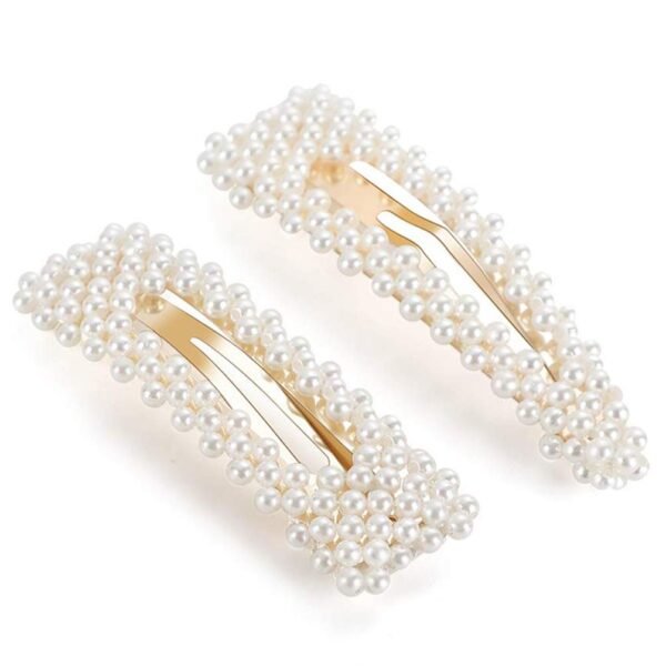 Barakath 2 Pack Pearl Hair Clips Large Hair Pins Barrette Ties For Women's Girls, Handmade Fashion Pearl Hair Accessories Hair Clips For Party Wedding Daily (2 Pcs A), White